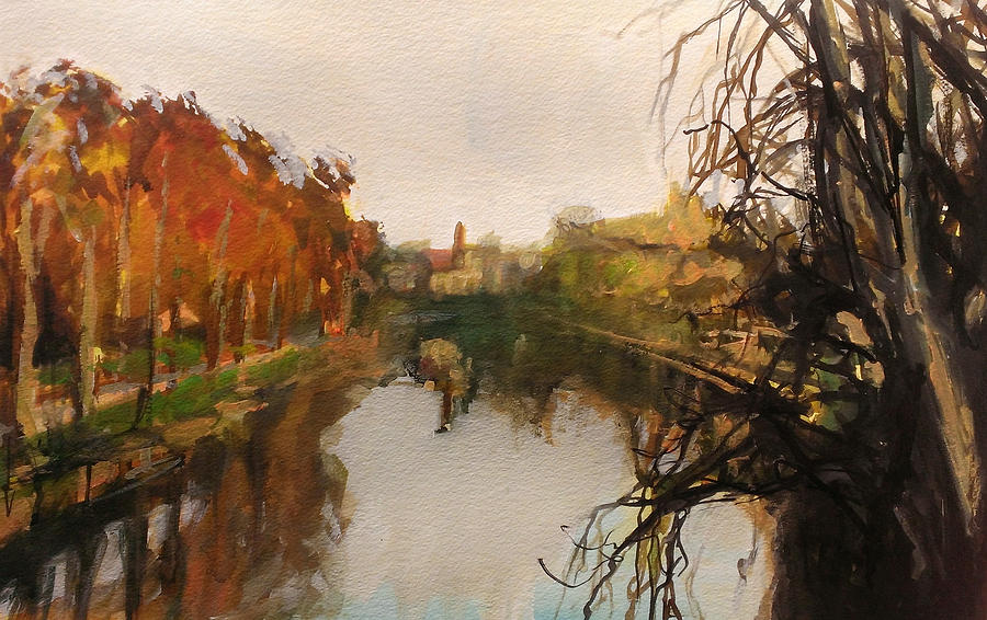 Fall Painting - River Severn Autumn Light by Paul Mitchell