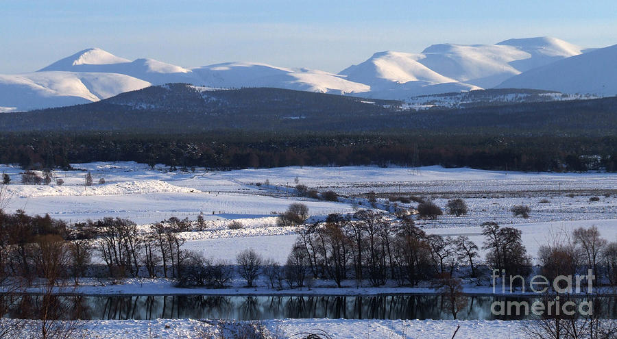 River Spey and Cairngorm Mountains in winter Photograph by Phil Banks