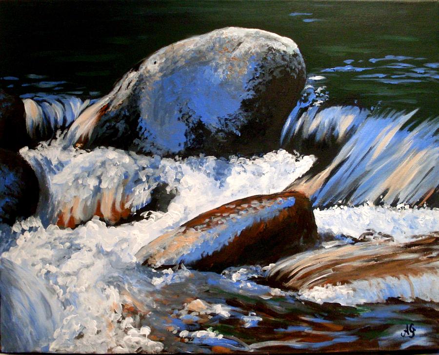 River stones Painting by Anne Gardner