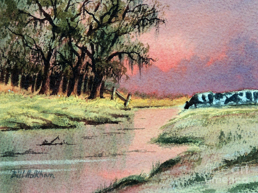 Cow Painting - River Sunrise by Bill Holkham