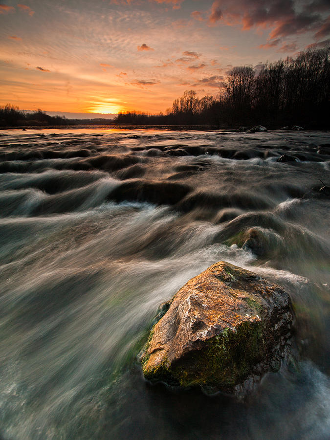 Sunset Photograph - River sunset by Davorin Mance