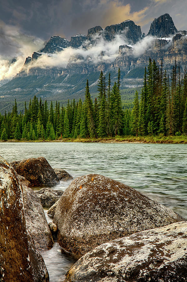 River Sweeps By Under Mountain Range Photograph by Ascentxmedia