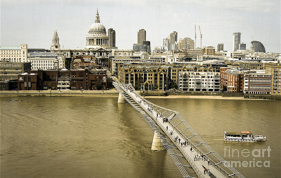 River Thames and Millennium Bridge - London Photograph by Amy Fearn