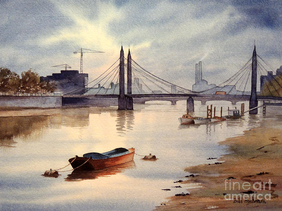 London Painting - River Thames Towards Chelsea by Bill Holkham