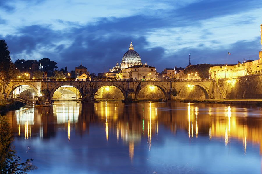 River Tiber With Ponte Santangelo And Photograph by Guy Vanderelst