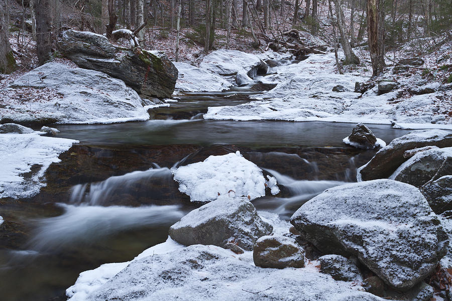 River-vermont-first Snow-forest-waterfall-trees Photograph