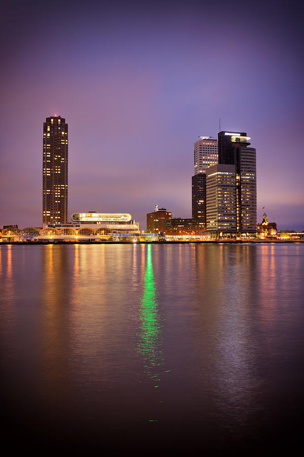 River View of Rotterdam City Centre at Night Photograph by Artur Bogacki