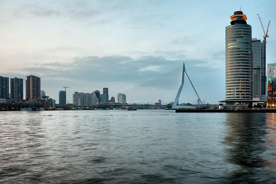Skyscraper Photograph - River View of Rotterdam in Netherlands by Artur Bogacki