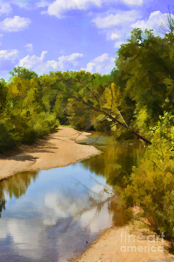 River view with reflections - Digital Paint Photograph by Debbie Portwood