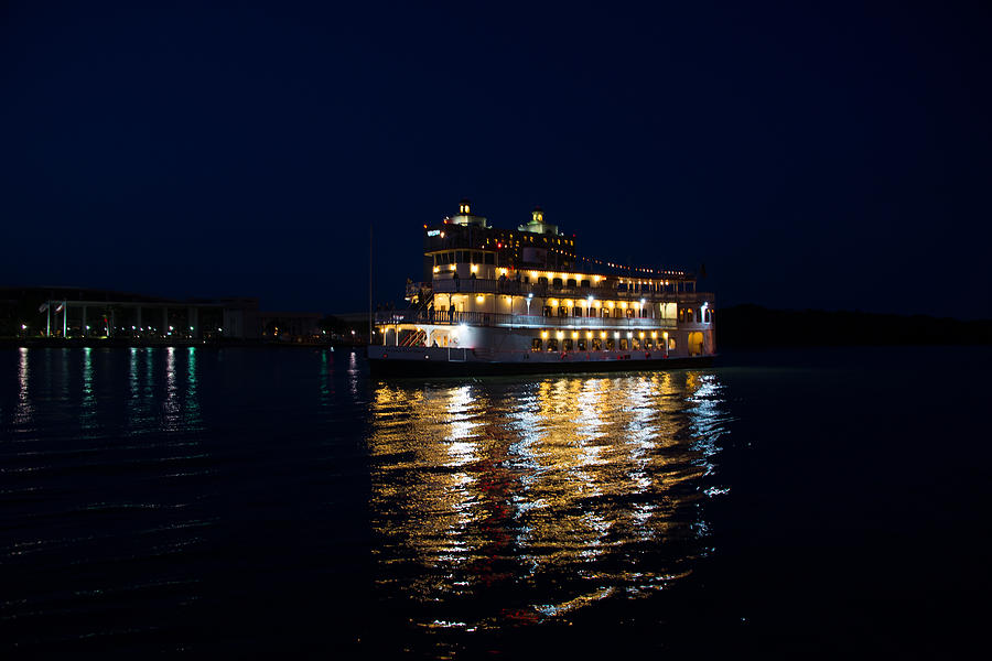 Savannah Ga Riverboat After Dark Photograph By Jg Thompson