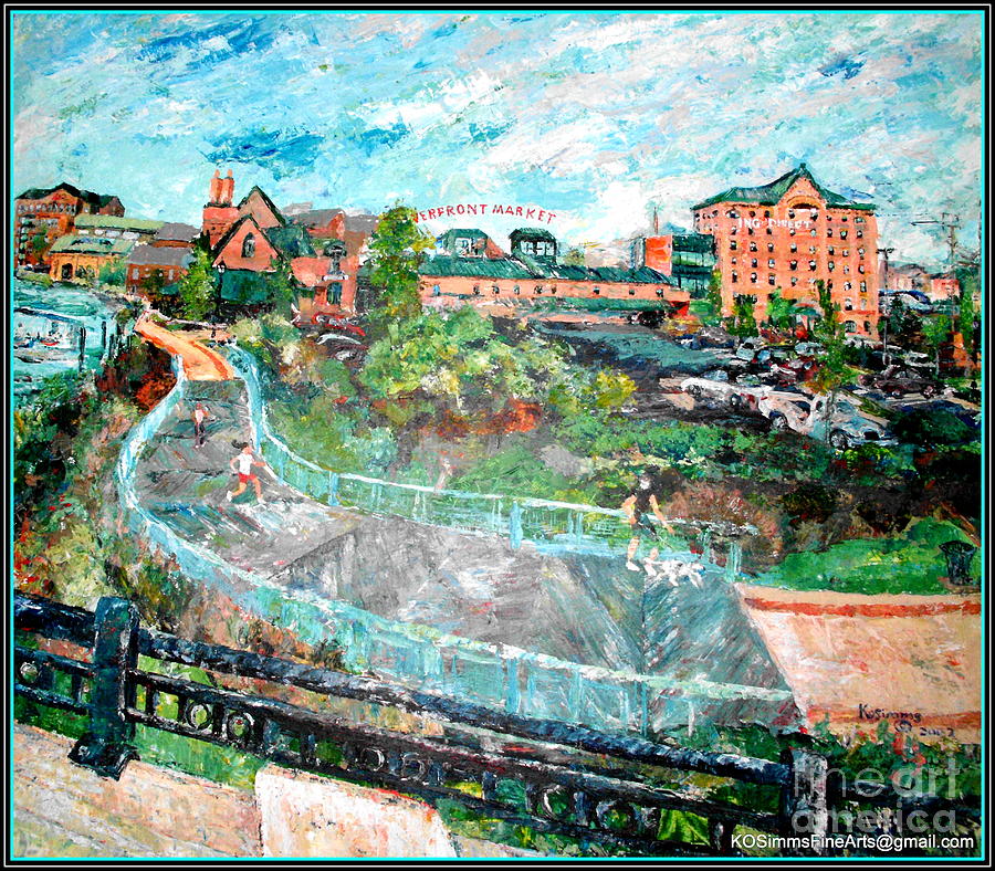 Landscape Painting - Riverfront Wilmington by Keith OBrien Simms