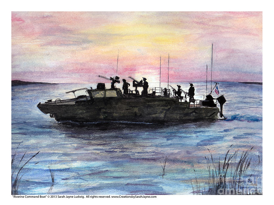 Boat Painting - Riverine Command Boat by Sarah Howland-Ludwig
