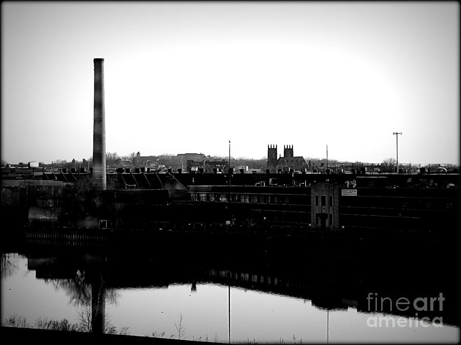 Black And White Photograph - Riverside Industrialism by James Aiken