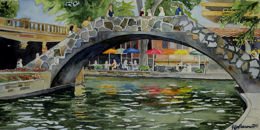 Riverwalk Bridge Painting by Jeffrey S Perrine