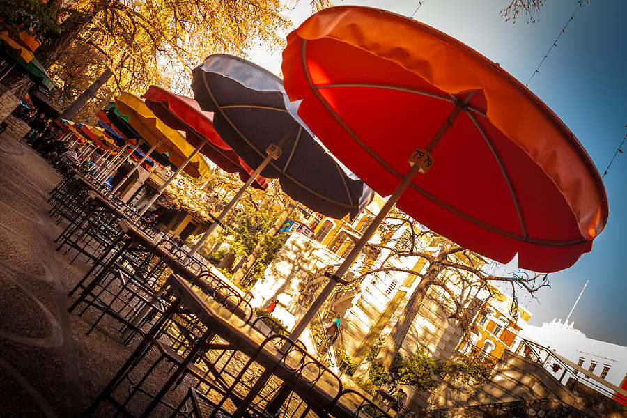 Riverwalk Umbrellas Photograph by Melinda Ledsome
