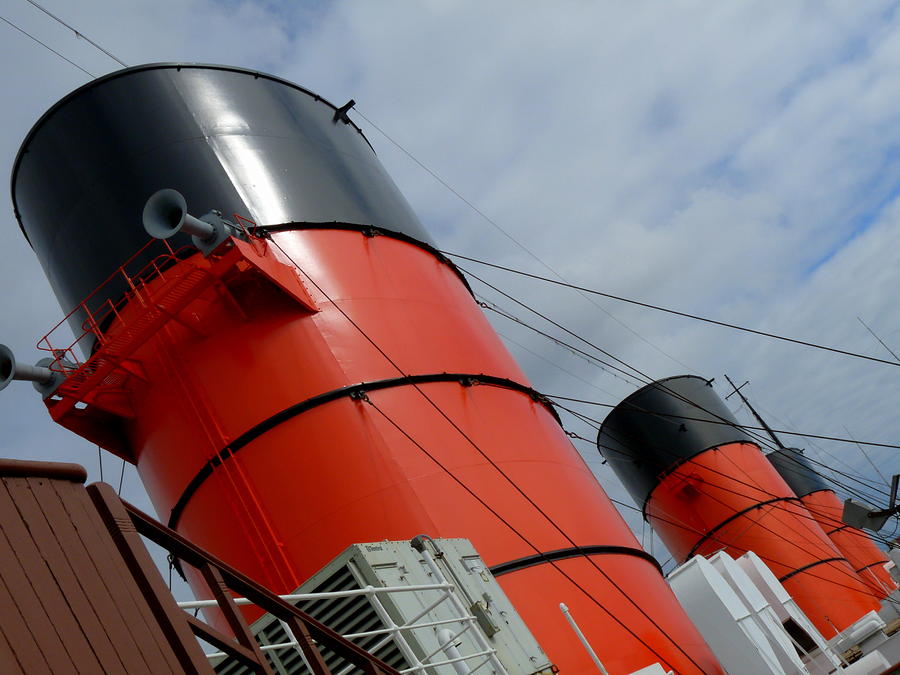 RMS Queen Mary Stacks Photograph by Jeff Lowe