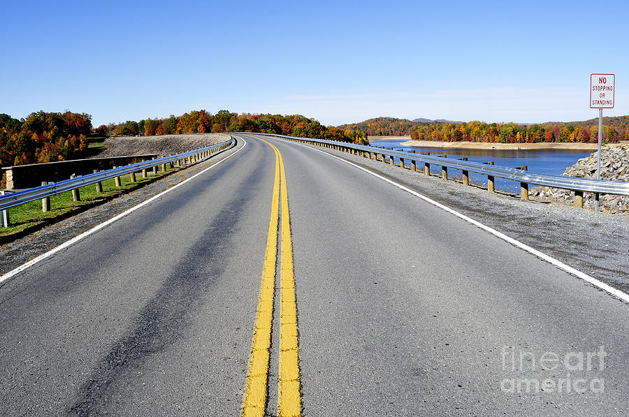 Fall Photograph - Road across Summersville Dam by Thomas R Fletcher