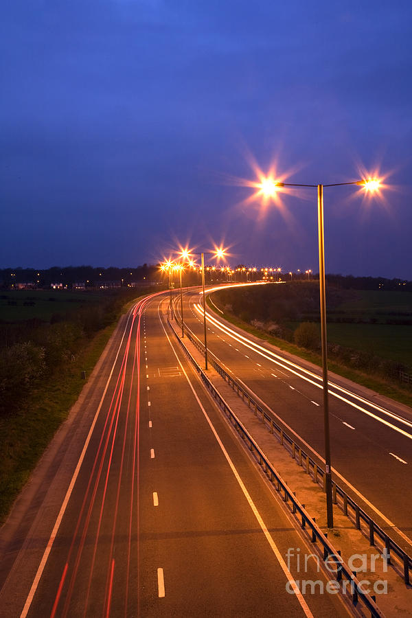 Car Photograph - Road and Traffic at Night by Colin and Linda McKie
