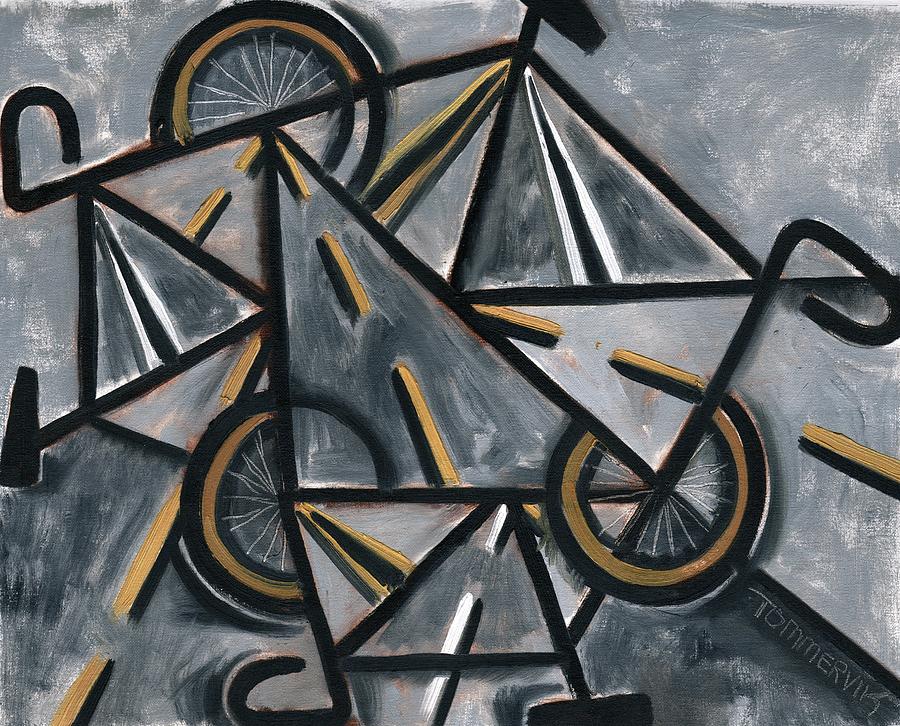 Tommervik Abstract Road Bikes Art Print Painting by Tommervik