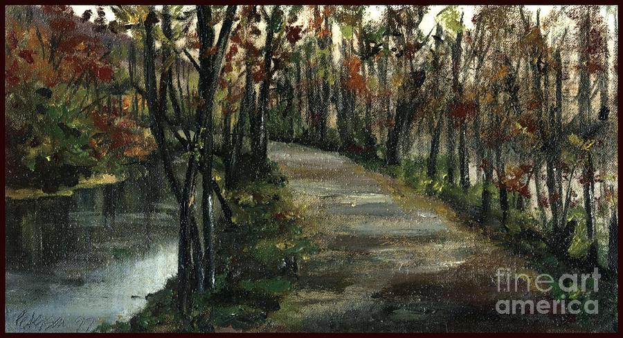 Road By a Slow Moving River 1997 Painting by Cathy Peterson 