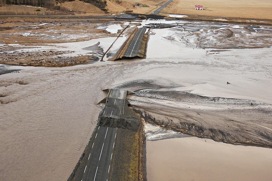 Road Destroyed By Volcanic Flooding Photograph by John Beatty/science Photo Library