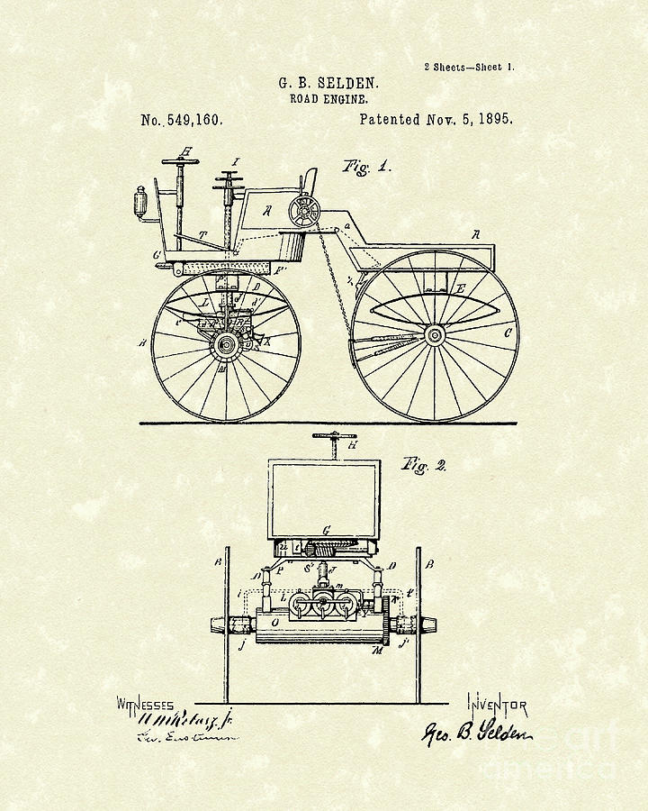 Road Engine 1895 Patent Art Drawing by Prior Art Design
