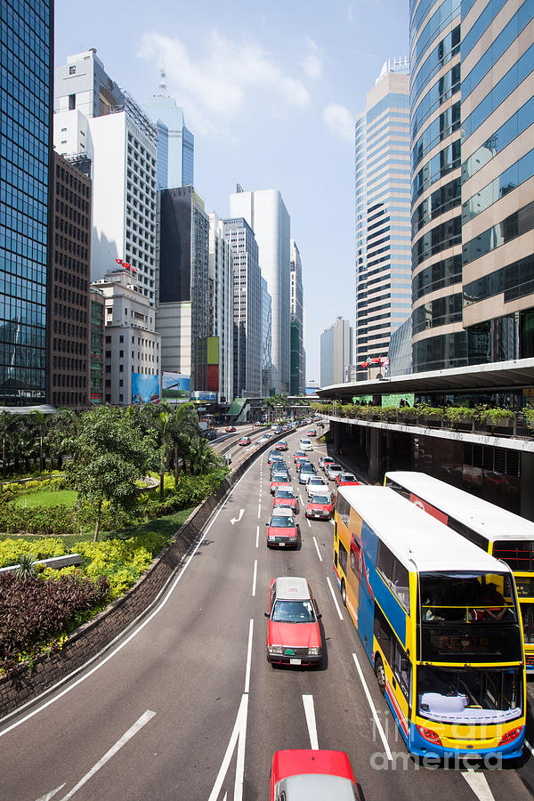 Road in the business district of Hong Kong Photograph by Matteo Colombo
