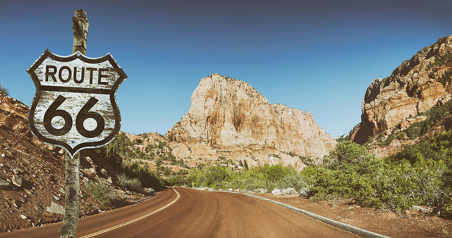 Road sign Route 66 in Utah USA Photograph by Grafissimo