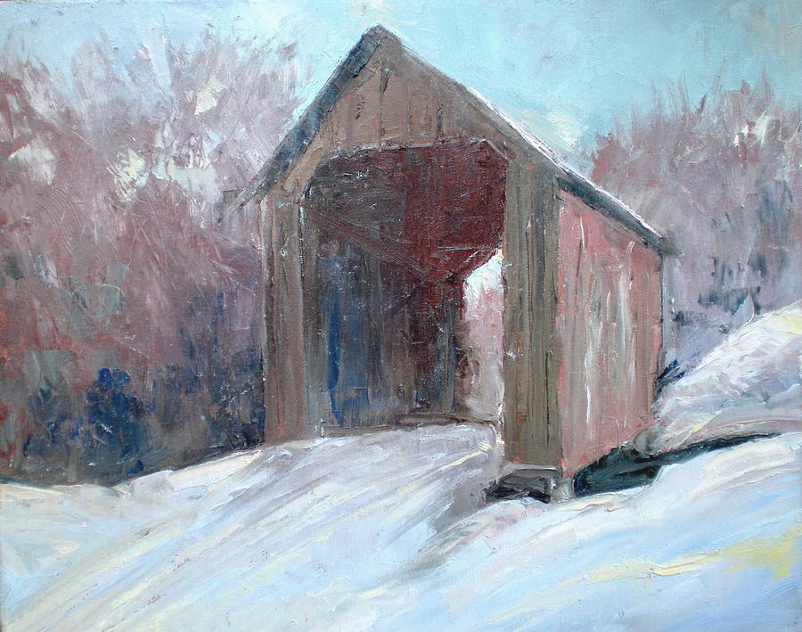 Covered Bridge Painting - Road To Matts by Bryan Alexander Covered Bridge Painting - Road To Matts by Bryan Alexander