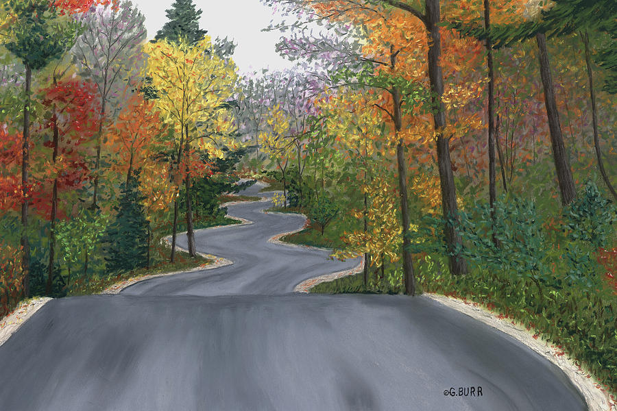 Fall Pastel - Road to Northport by George Burr