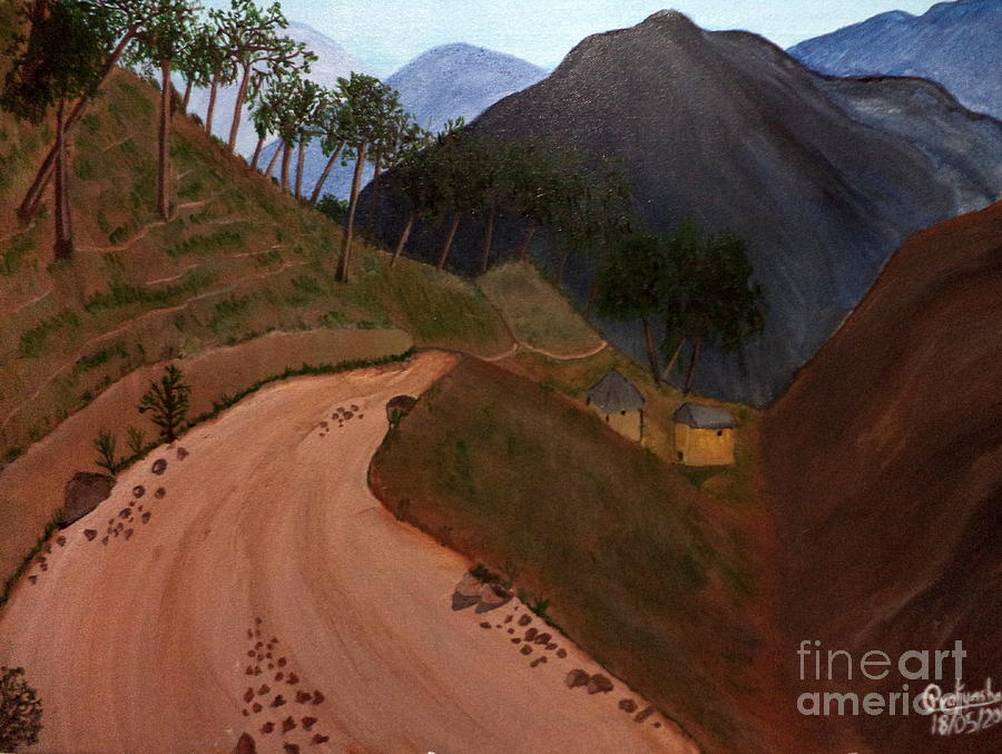 Nature Painting - Road to the Hills II by Pratyasha Nithin