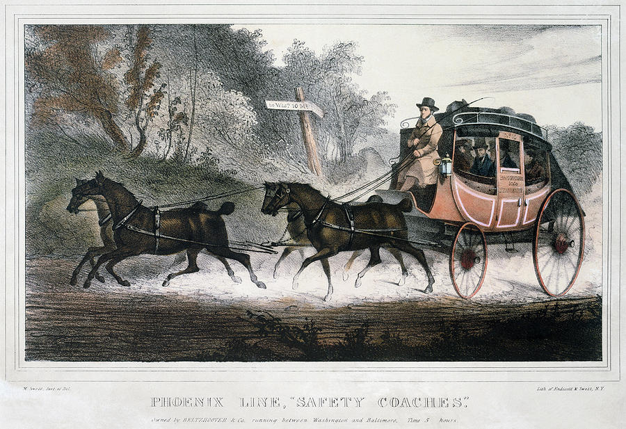Road Travel/stagecoach Painting by Granger
