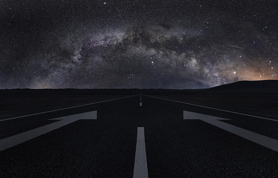 Road trip under the milky way Photograph by Xuanyu Han