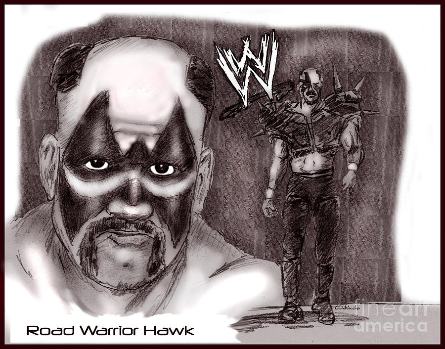 Road Warrior Hawk Drawing by Chris DelVecchio