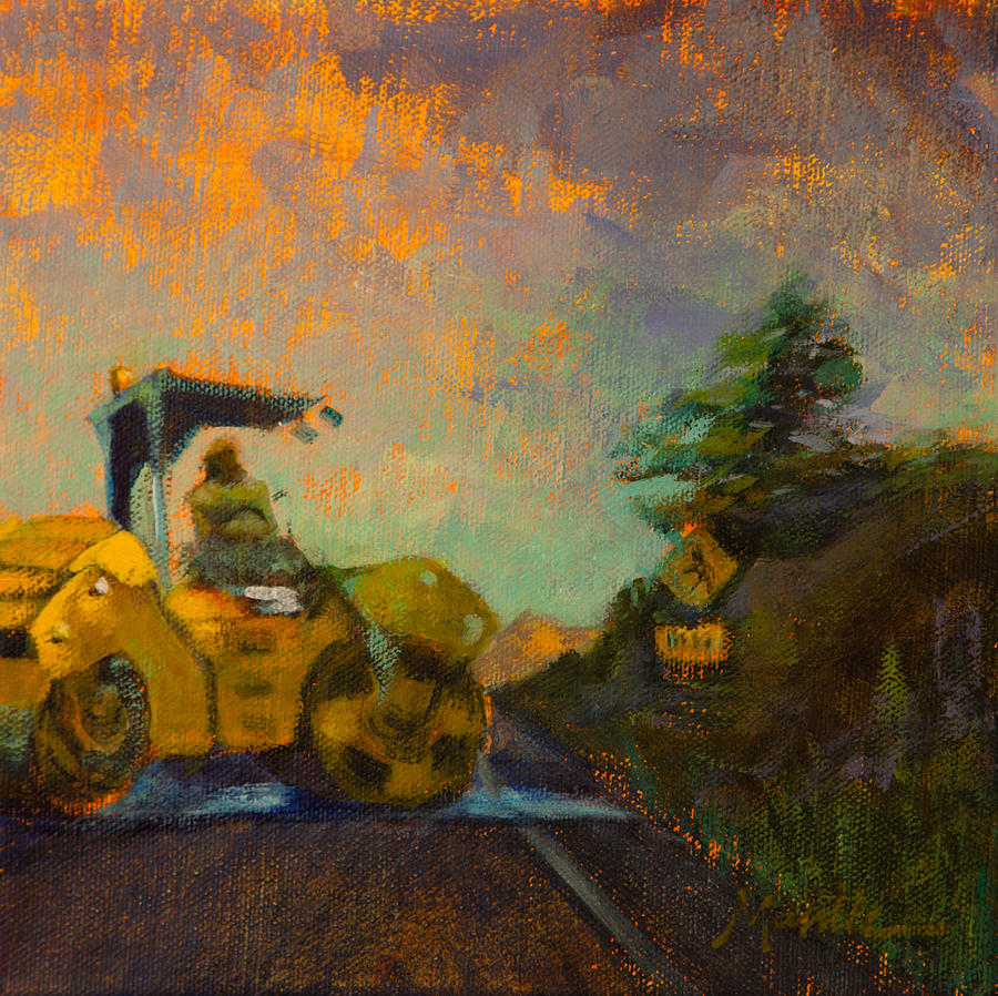 Road Work Ahead Painting by Athena Mantle