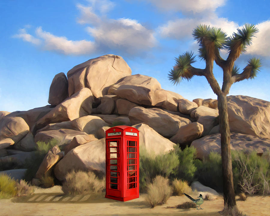 Nature Painting - Phone Booth in Joshua Tree by Snake Jagger