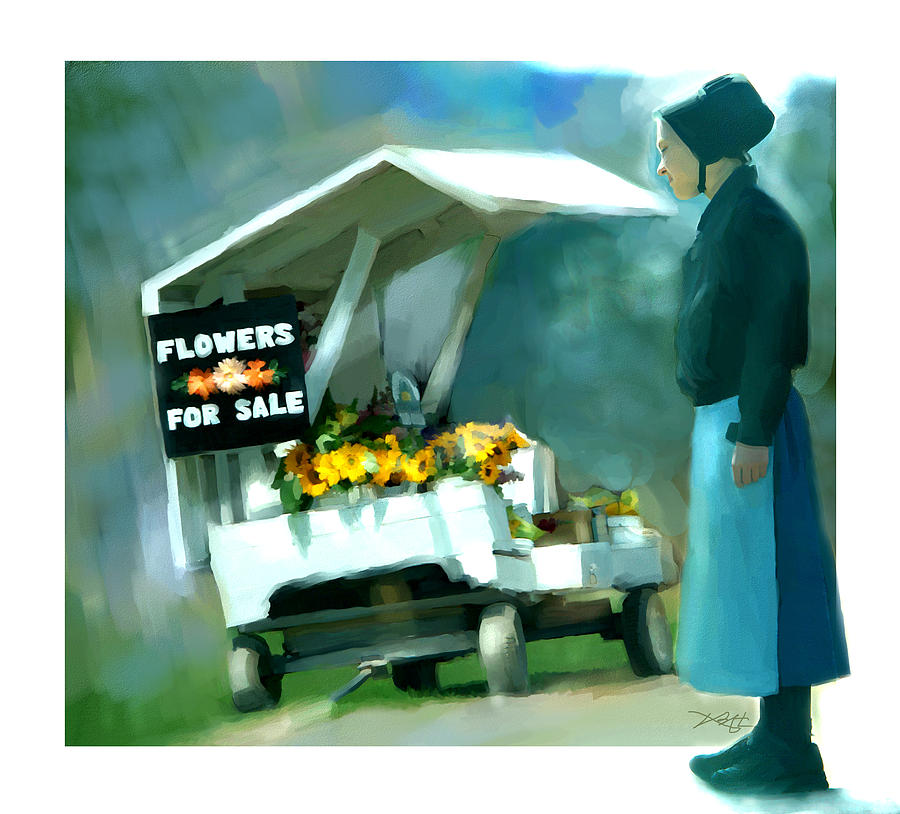 Roadside Flower Stand Alternate Version Painting by Bob Salo