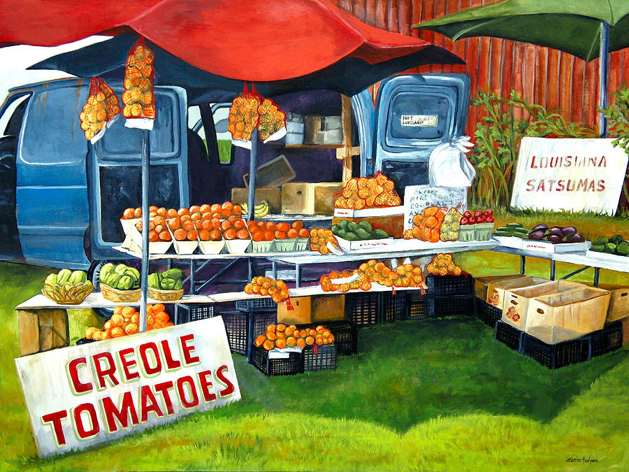 Vegetable Painting - Roadside Market by Elaine Hodges