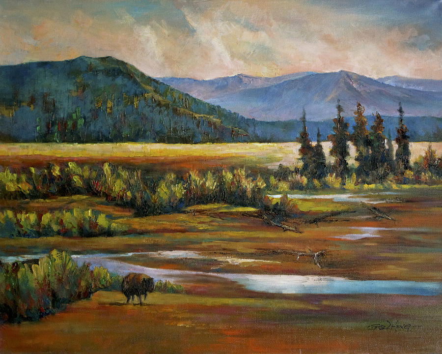 Yellowstone National Park Painting - Roaming by Guo Quan Zheng