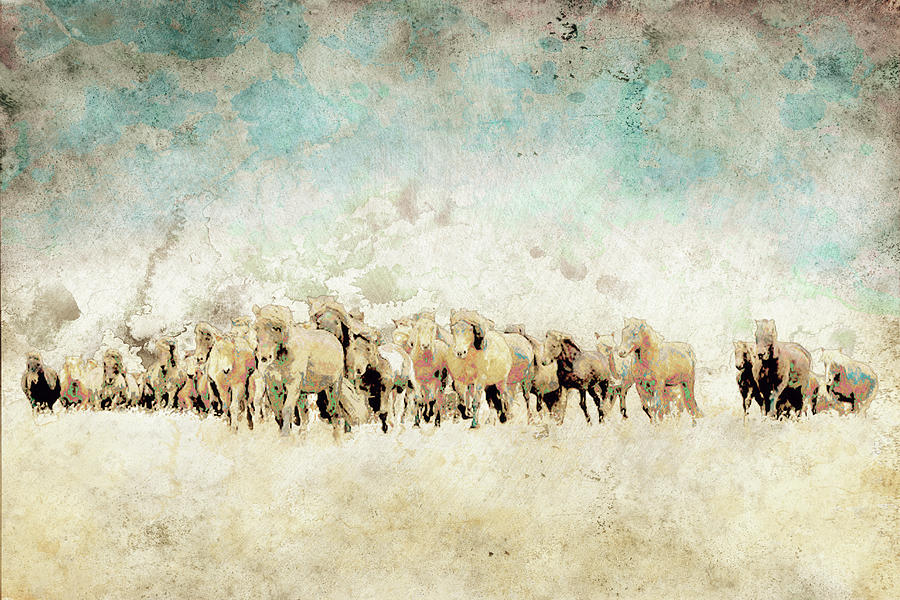 Horse Digital Art - Roaming Horses by Ynon Mabat