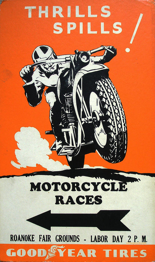Roanoke Vintage Motorcycle Racing Poster Digital Art by Georgia Clare