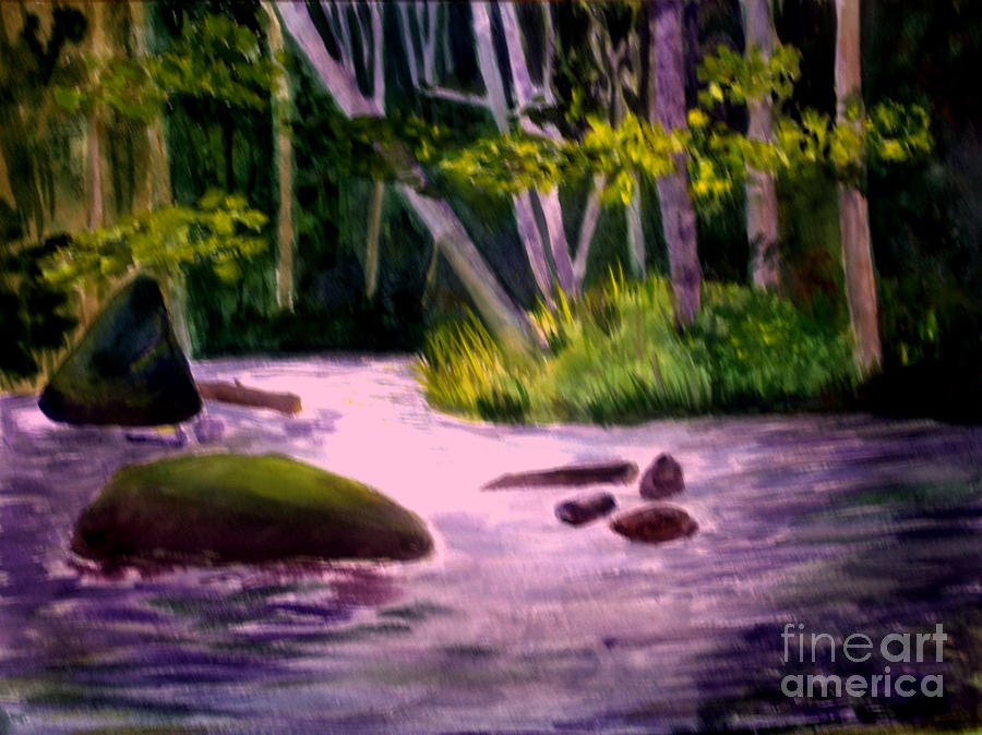 Roaring Brook in Barton VT Painting by Donna Walsh