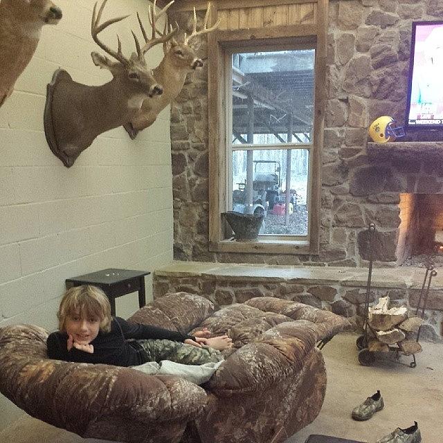 Roaring Fire,  Camo Barcalounger, Big Photograph by Nelson Kilpatrick