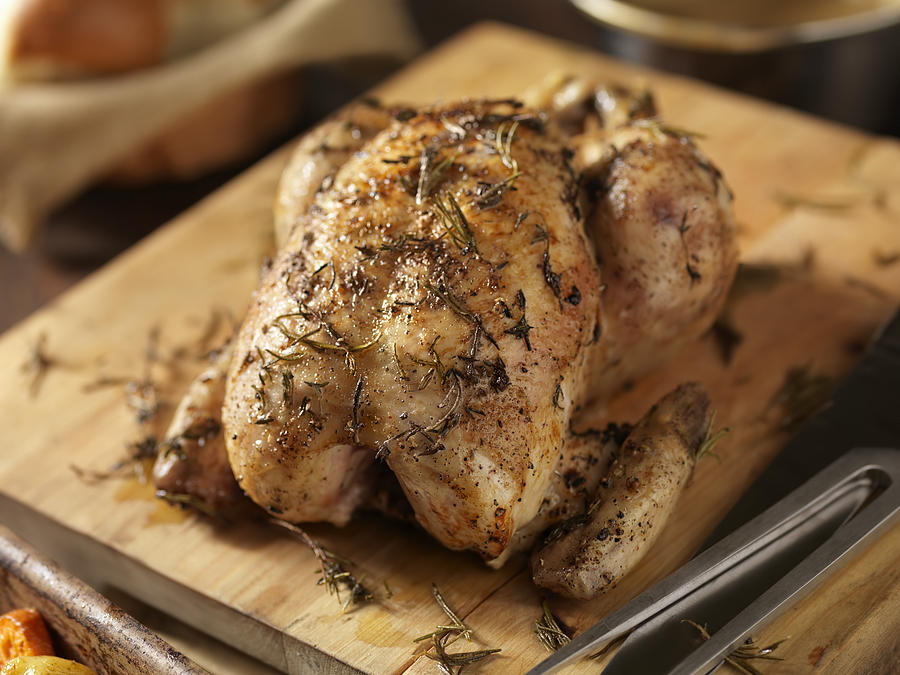 Roasted Chicken with Fresh Thyme Photograph by LauriPatterson