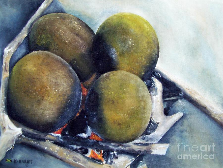 Roasting Breadfruit Painting by Kenneth Harris