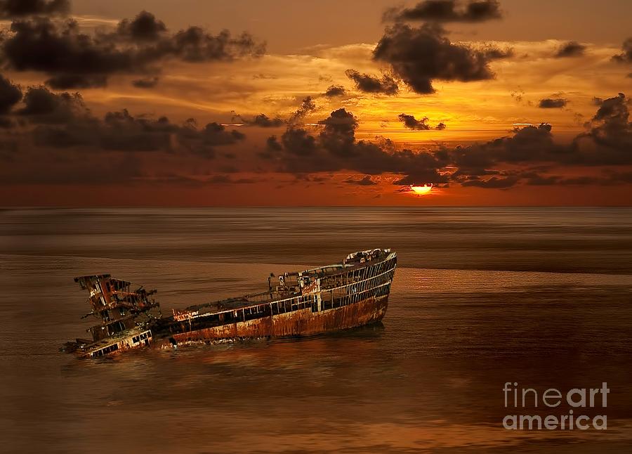 Roatan Shipwreck Digital Art by Shirley Mangini