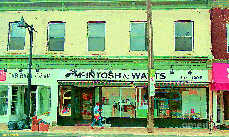 Rob Mcintosh And Watts The Glebe Giftware Shop Old Ottawa Scene Storefront Paintings Carole Spandau  Painting by Carole Spandau