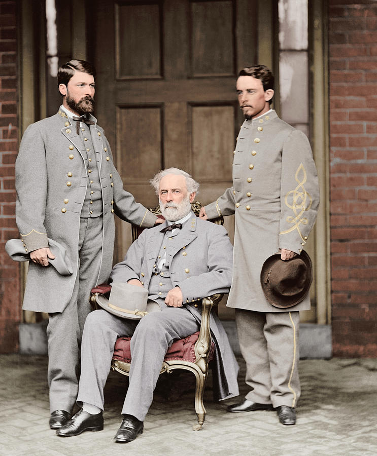 Robert E. Lee With Eldest Son And Aide Photograph