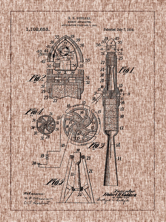 Robert Goddards 1914 Rocket Patent Photograph by Barry Jones