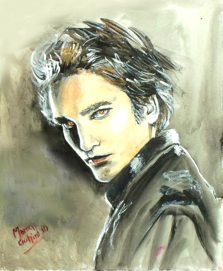 Robert Pattinson Painting - Robert Pattinson - Edward Cullen by Marcello Cicchini
